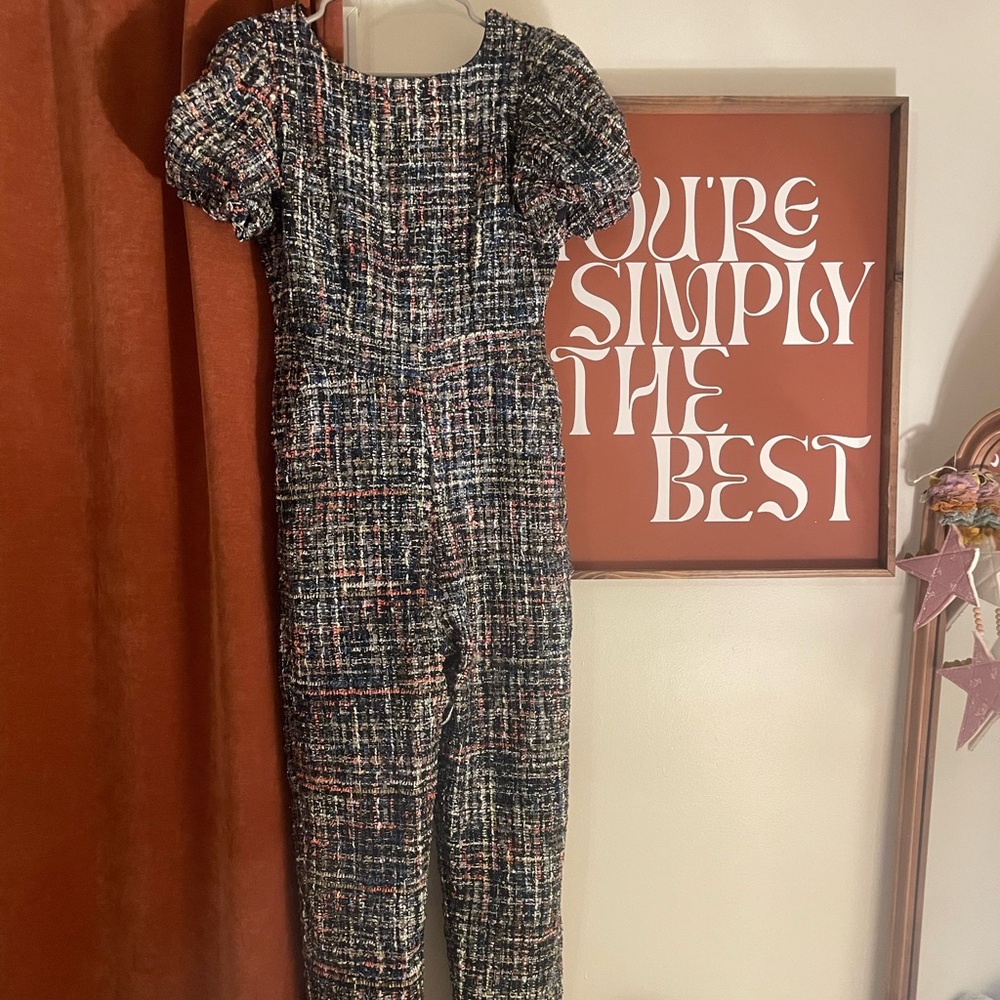 Ivy City Co. Women's Tweed Jumpsuit - Black and White